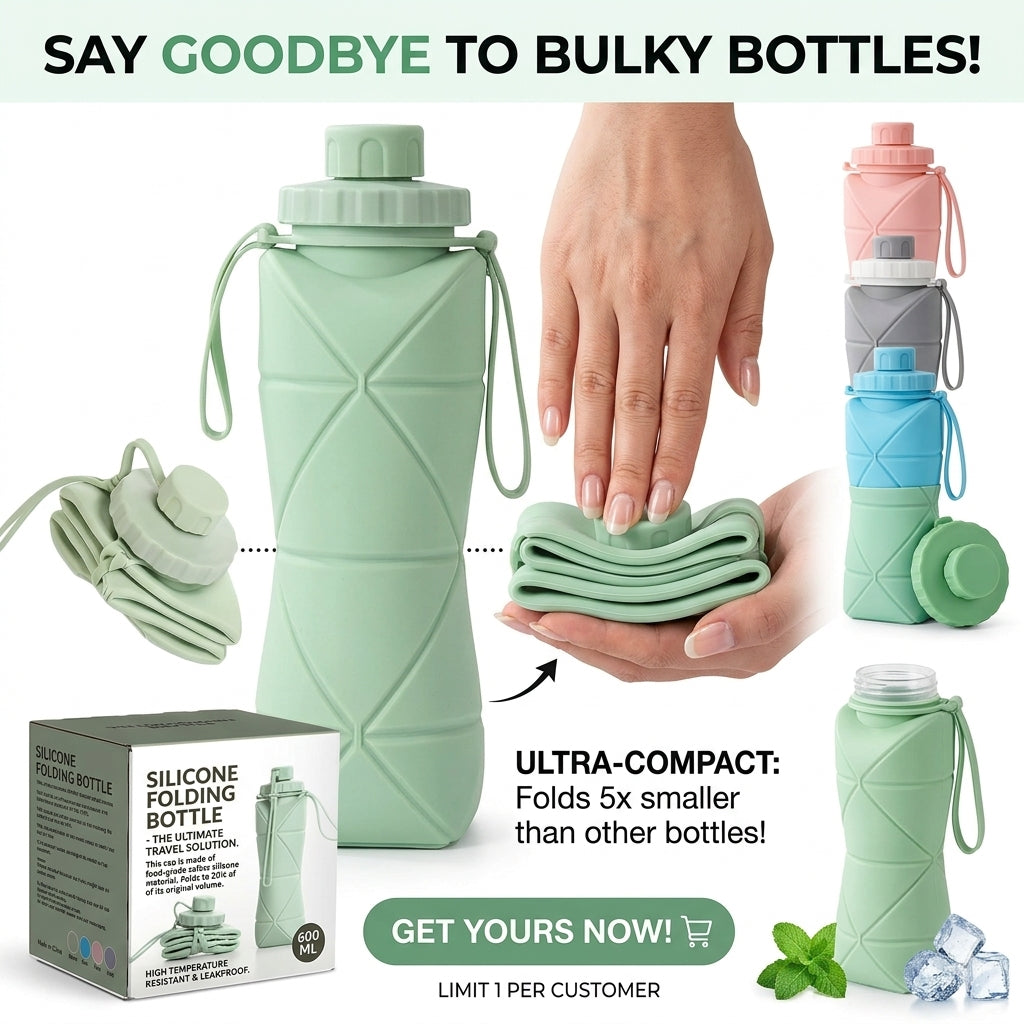 Foldable Water Bottle – Portable Leakproof Travel Bottle